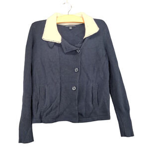 Banana Republic Cardigan Sweater Womens Size M Blue Lambswool Blend